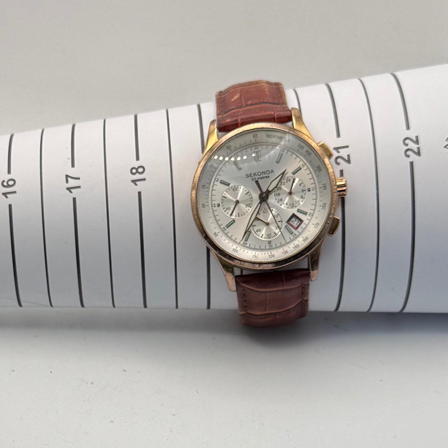 Sekonda Chronograph Tachymeter 50 Metres Rose Gold Tone 45.5mm- £50.00