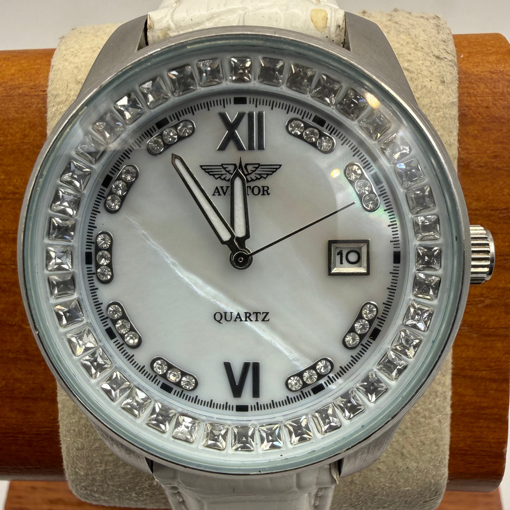 Aviator Traveller Collection AVW1719L57 Ladies Watch 41mm White Strap Date Display (Fully Tested and Working)- £40.00