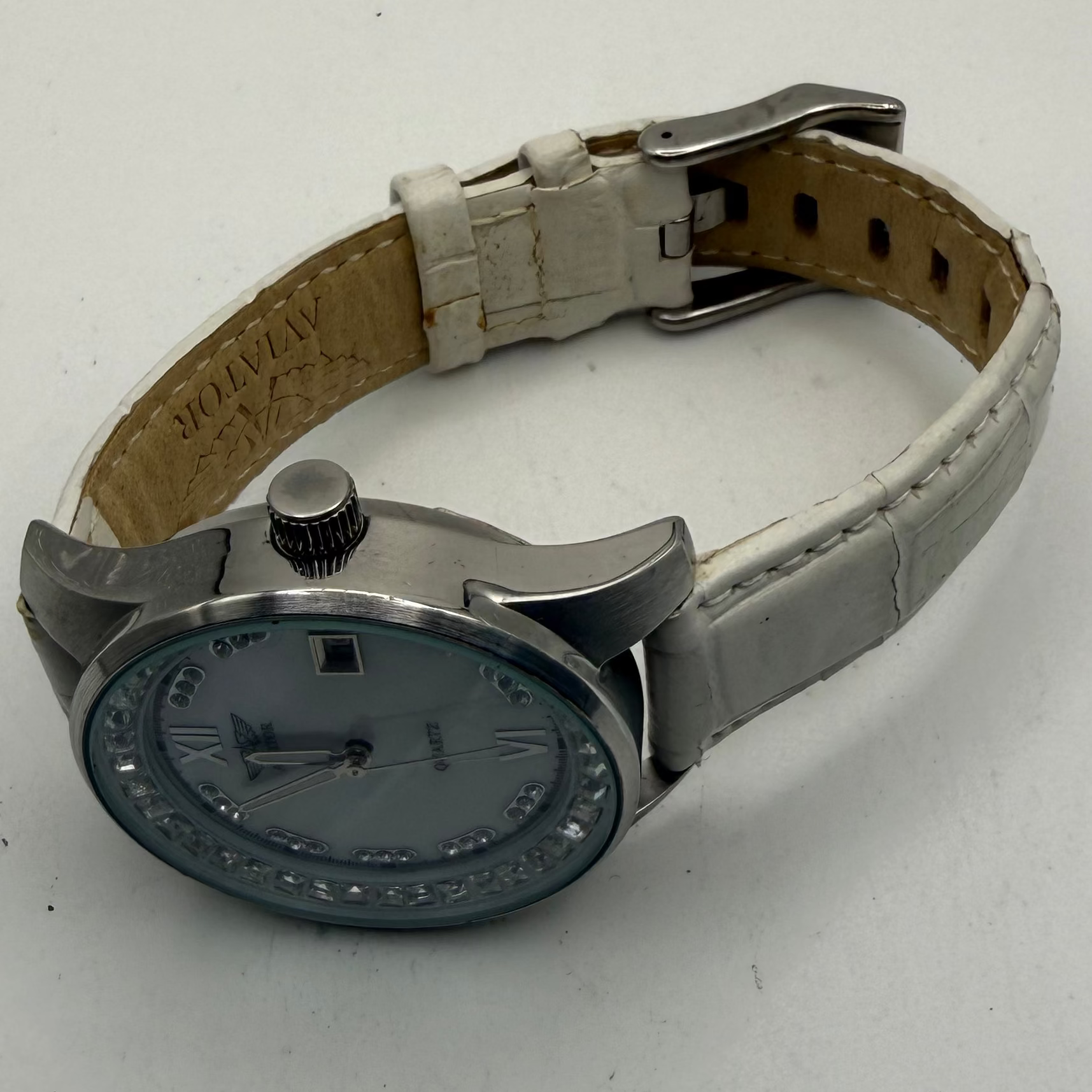 Aviator Traveller Collection AVW1719L57 Ladies Watch 41mm White Strap Date Display (Fully Tested and Working)- £40.00