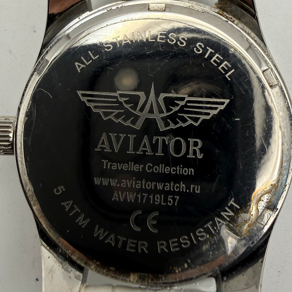 Aviator Traveller Collection AVW1719L57 Ladies Watch 41mm White Strap Date Display (Fully Tested and Working)- £40.00