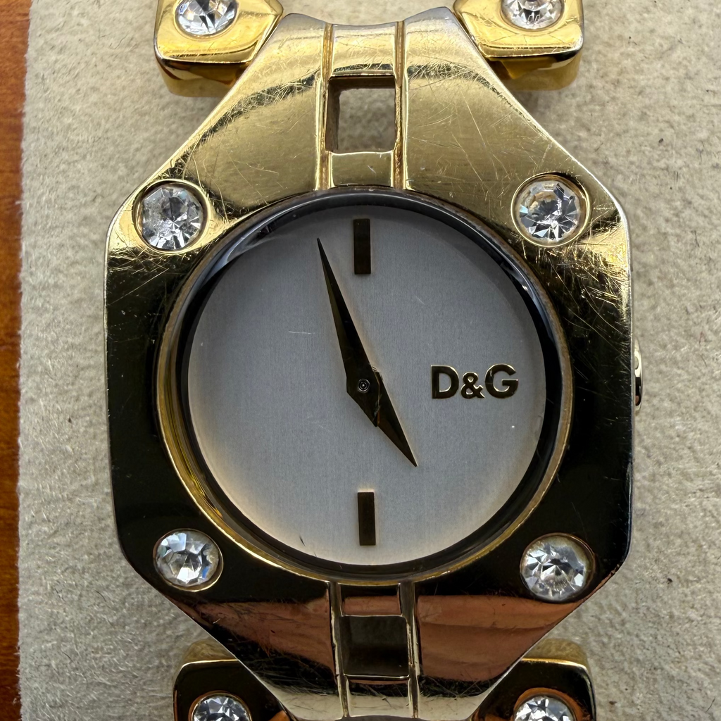 Dolce & Gabbana D&G Ladies Crystal Bracelet Watch Gold Tone 25mm (Fully Tested and Working- £50.00