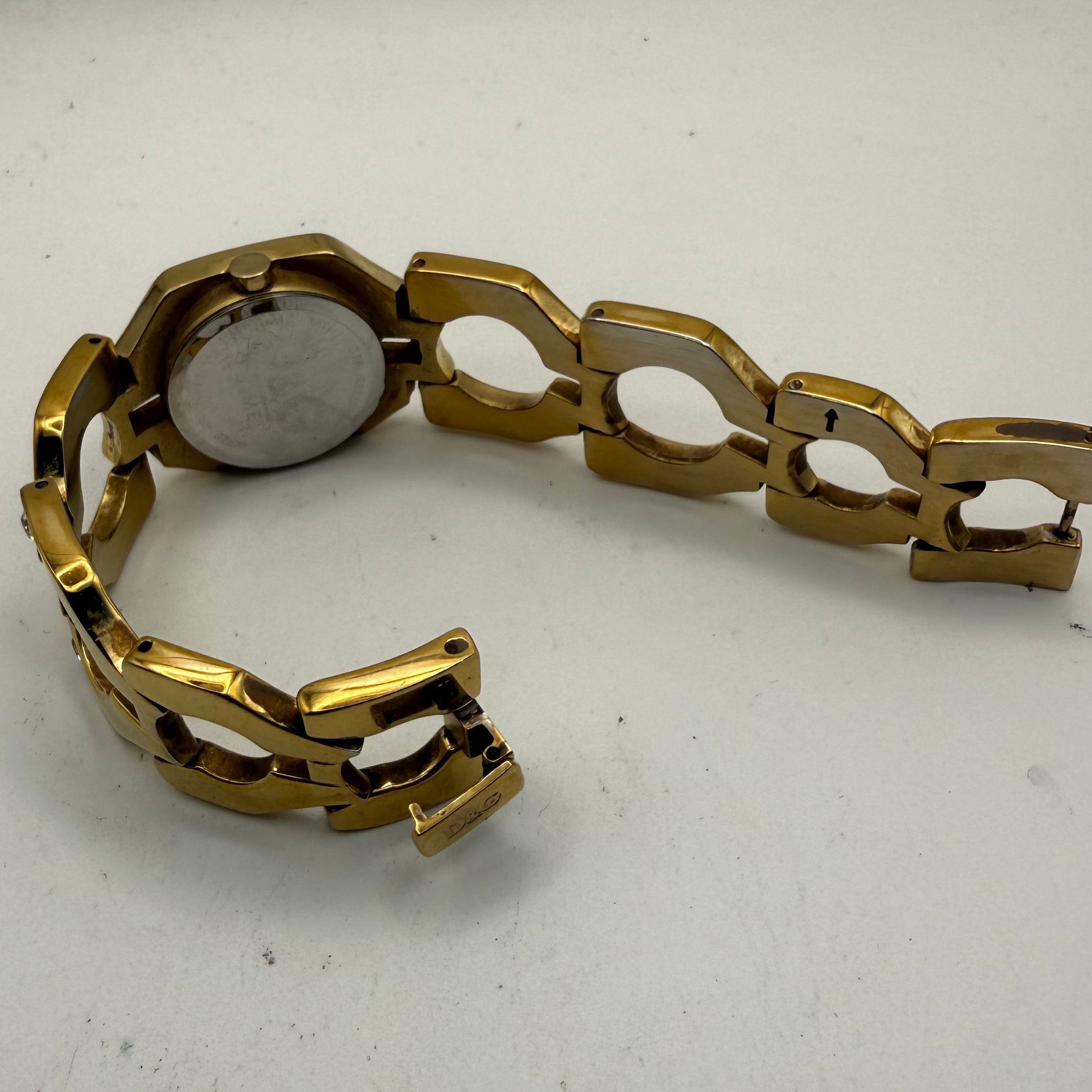 Dolce & Gabbana D&G Ladies Crystal Bracelet Watch Gold Tone 25mm (Fully Tested and Working- £50.00