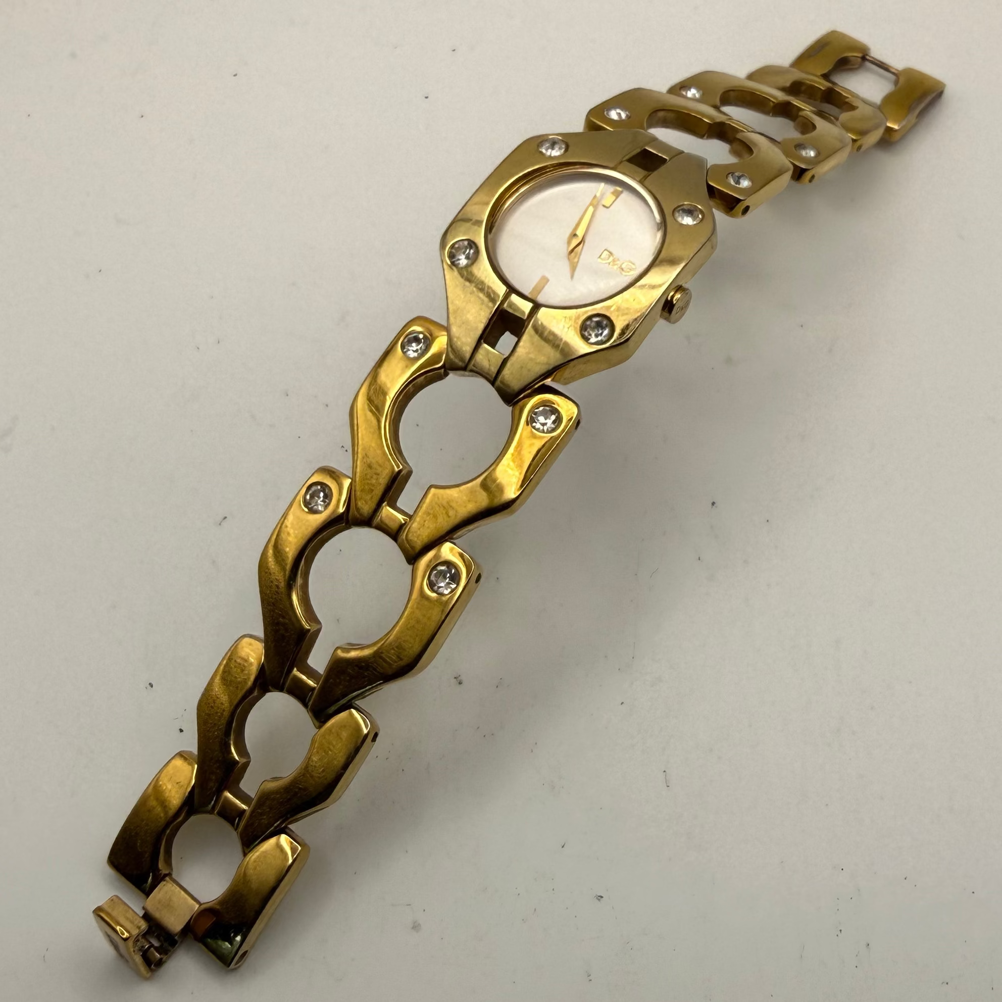 Dolce & Gabbana D&G Ladies Crystal Bracelet Watch Gold Tone 25mm (Fully Tested and Working- £50.00