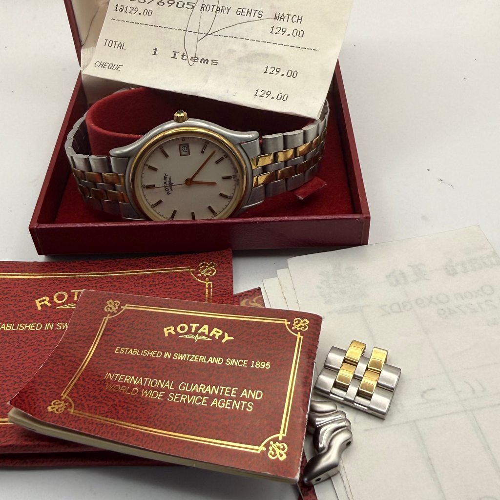 Rotary Electro Gold Plated Swiss Made Gent’s Watch Full Set 1997 (Fully Tested and Working)- £100.00