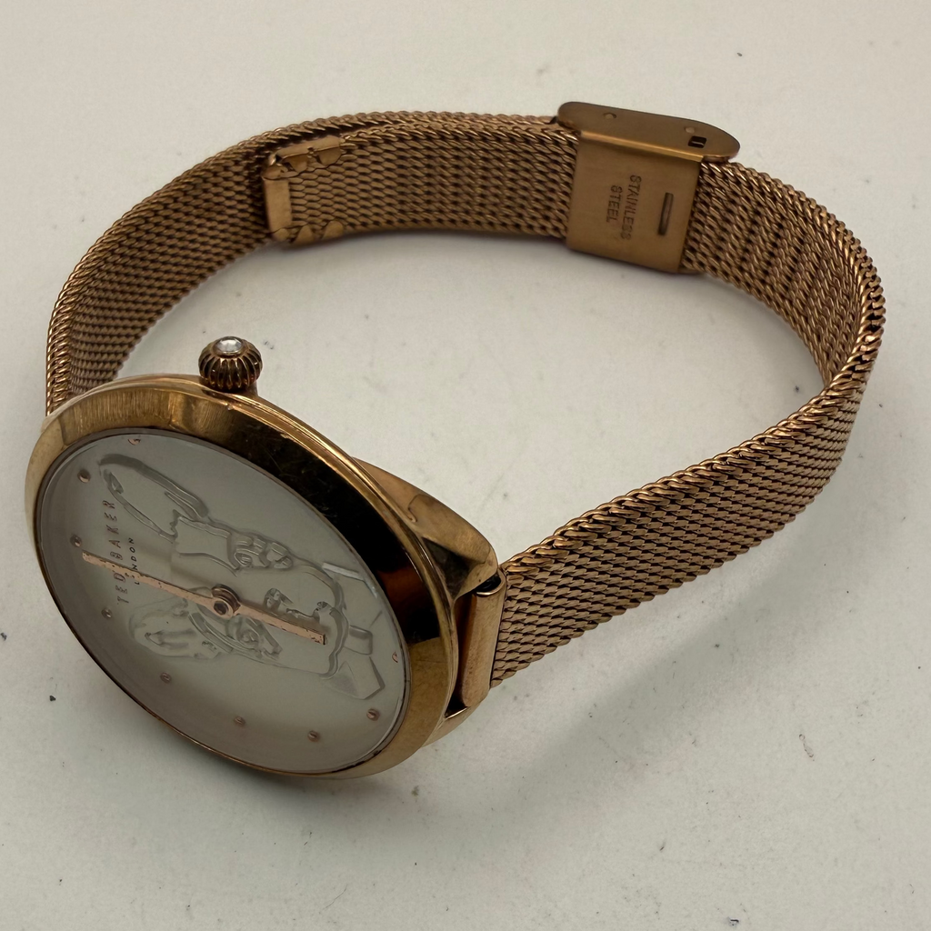 Ted Baker London French Bulldog Rose Gold Mesh Watch- £35.00