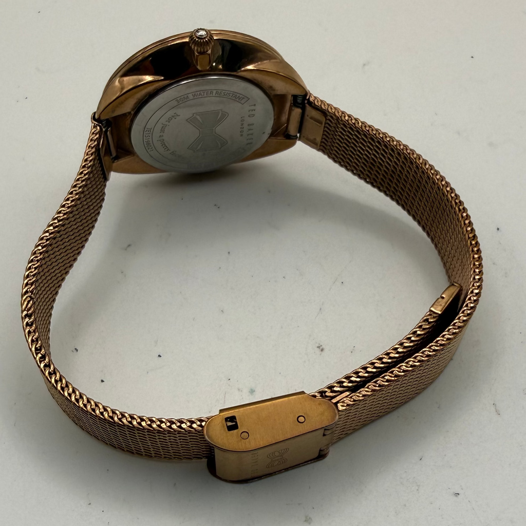 Ted Baker London French Bulldog Rose Gold Mesh Watch- £35.00