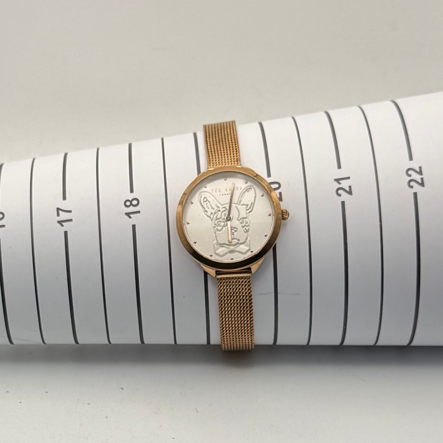 Ted Baker London French Bulldog Rose Gold Mesh Watch- £35.00
