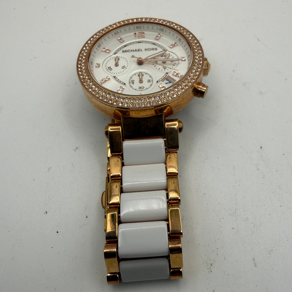Michael Kors Rose Gold & White Chronograph Watch MK-5774- £35.00