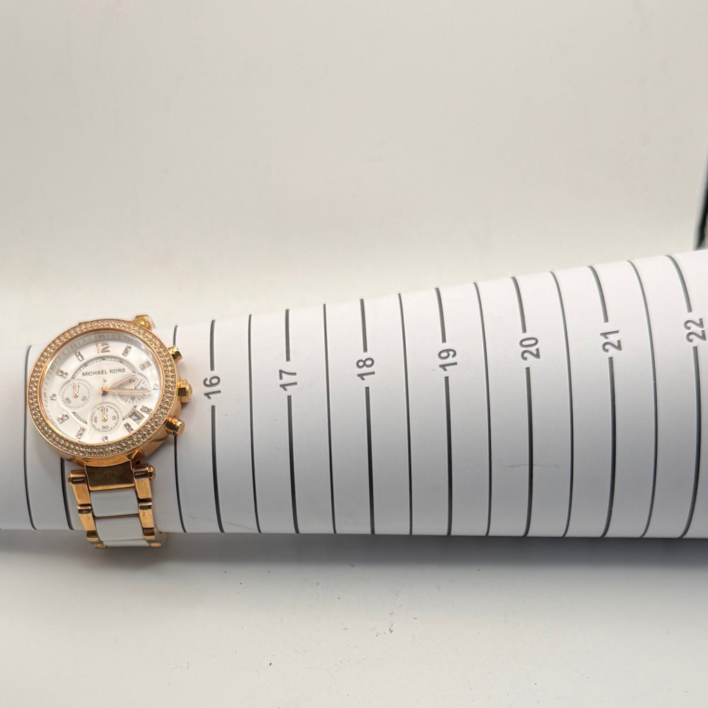 Michael Kors Rose Gold & White Chronograph Watch MK-5774- £35.00
