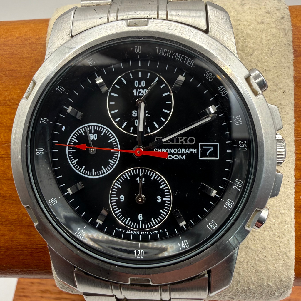 Seiko Chronograph 100M 7T92-0BF0 Full Set Stainless Steel Chronograph Watch- £140.00
