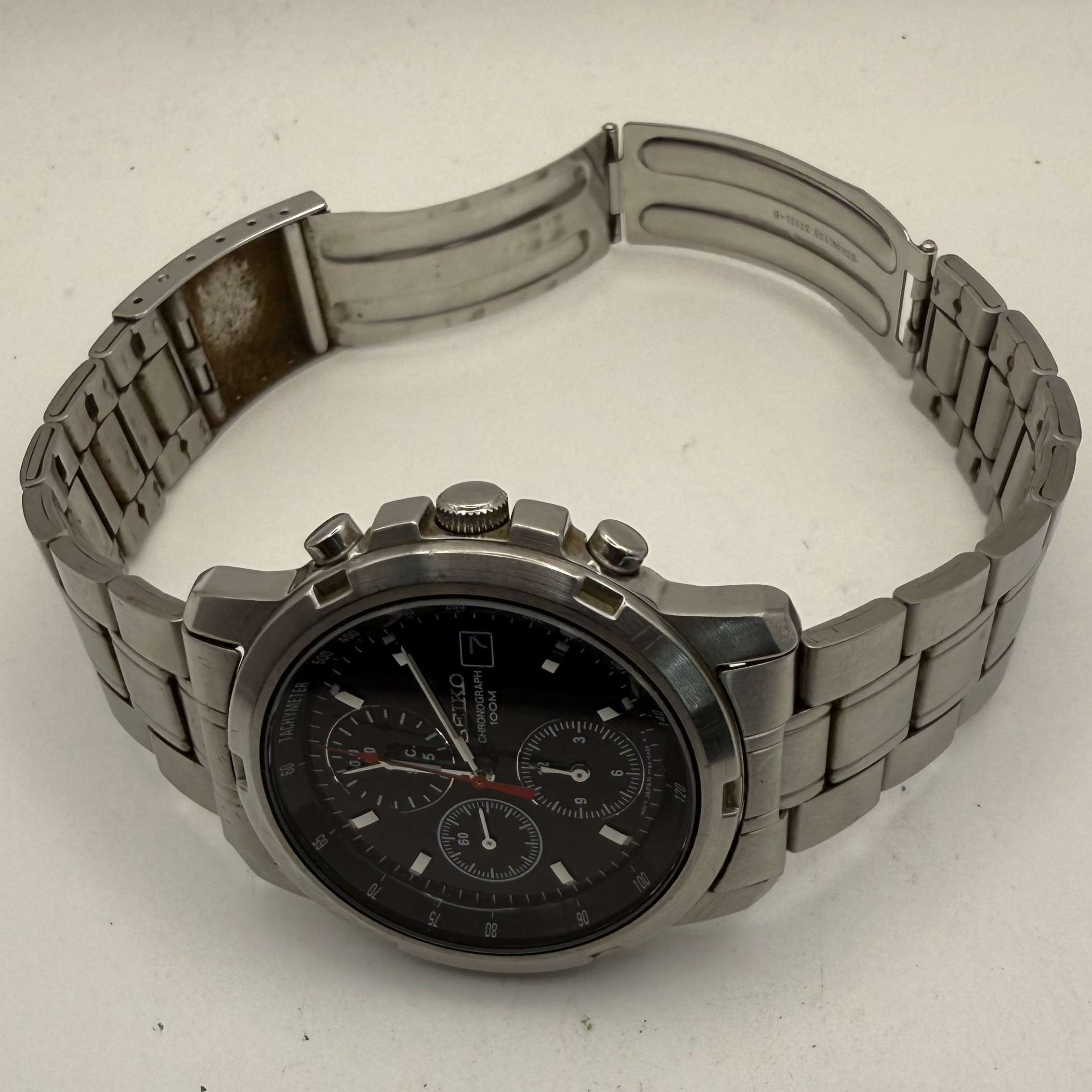 Seiko Chronograph 100M 7T92-0BF0 Full Set Stainless Steel Chronograph Watch- £140.00