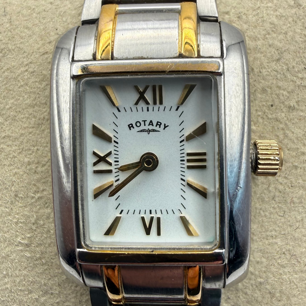 Rotary Dolphin Standard Ladies Quartz Rectangular Two-Tone Bracelet Watc- £30.00