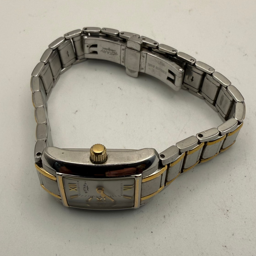 Rotary Dolphin Standard Ladies Quartz Rectangular Two-Tone Bracelet Watc- £30.00