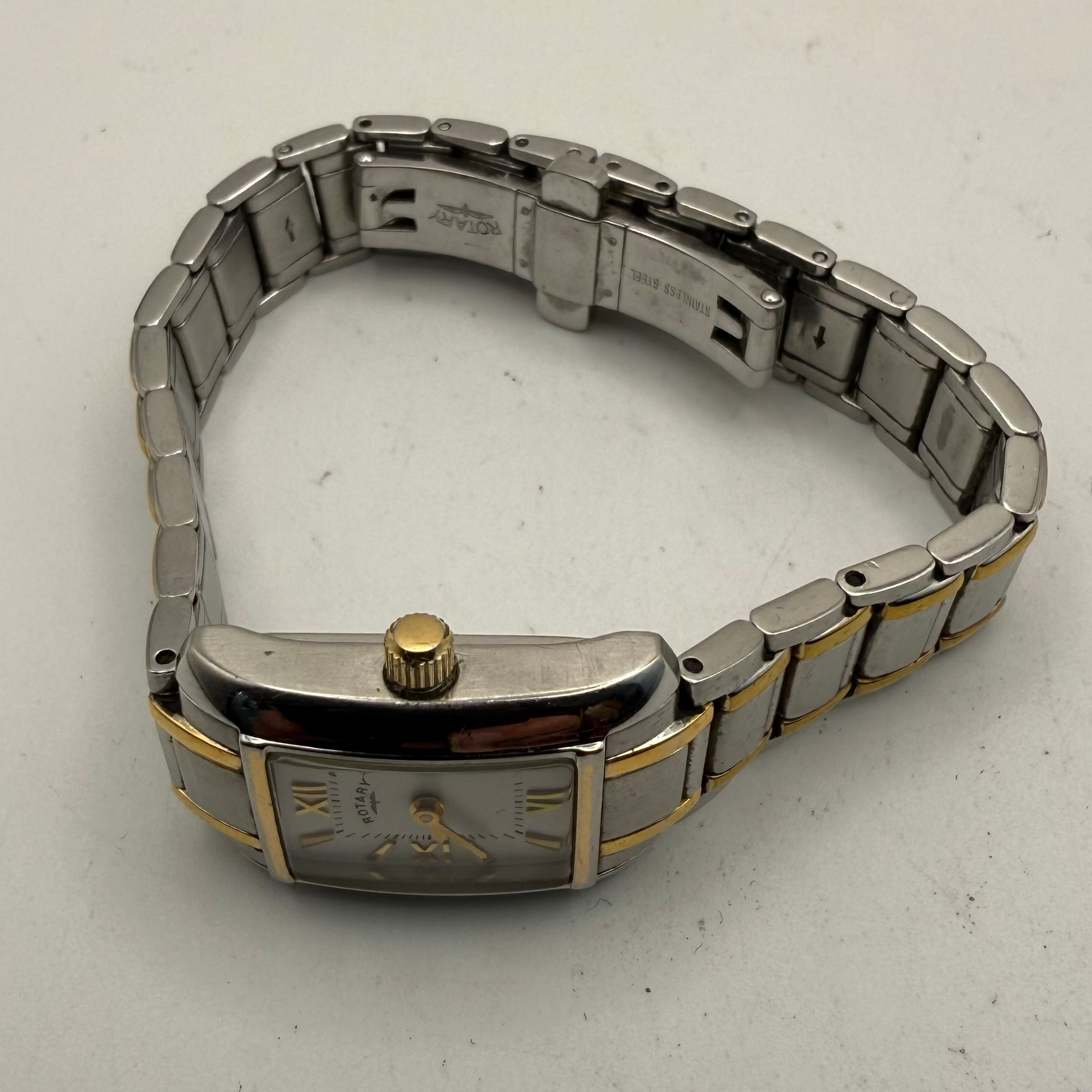 Rotary Dolphin Standard Ladies Quartz Rectangular Two-Tone Bracelet Watc- £30.00