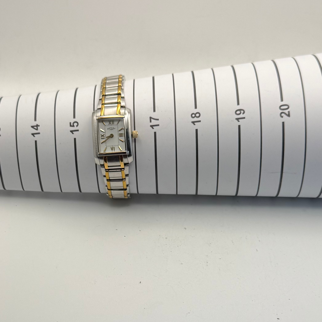 Rotary Dolphin Standard Ladies Quartz Rectangular Two-Tone Bracelet Watc- £30.00