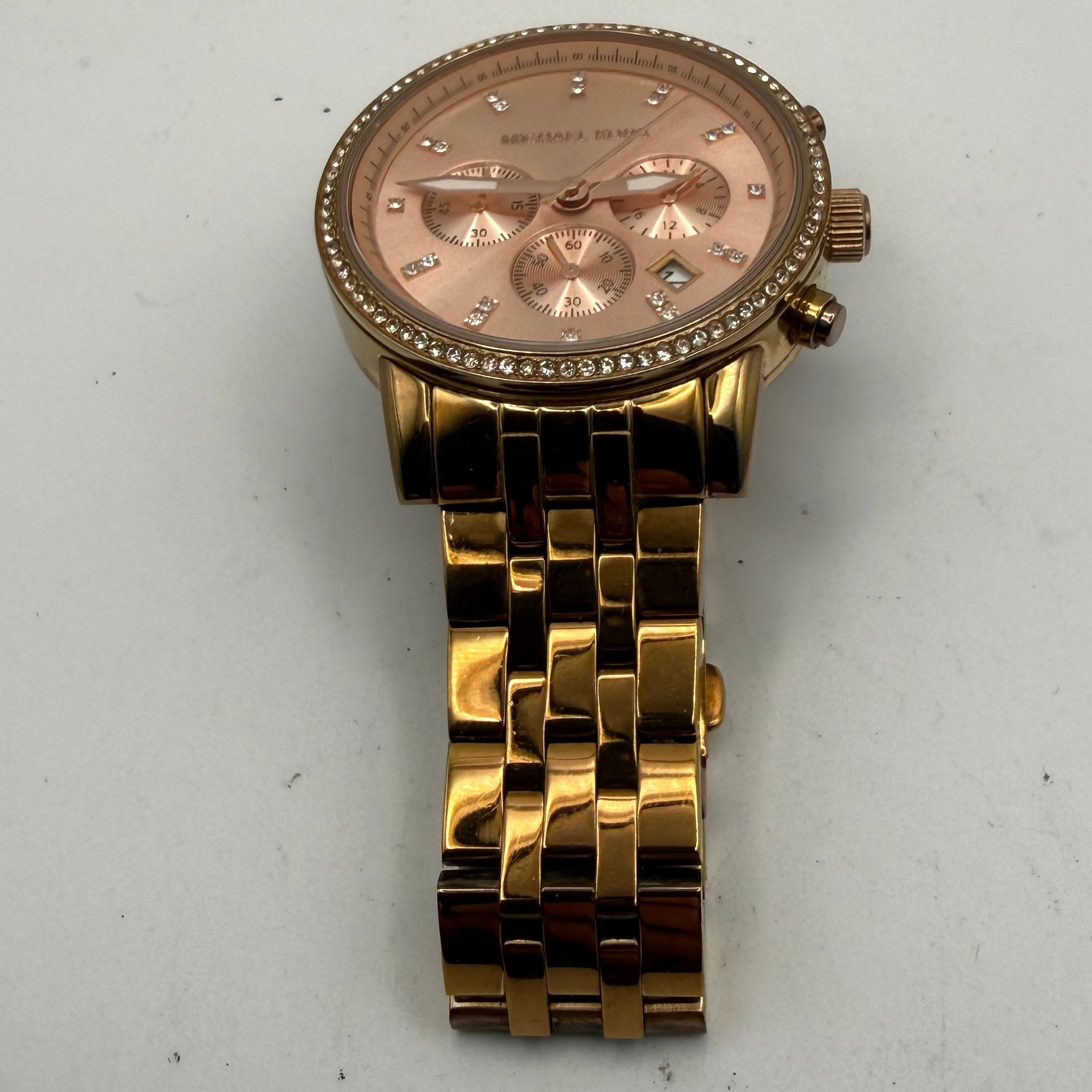 Michael Kors Rose Gold Chronograph Crystal Bezel Ladies Watch MK-6343- £55.00