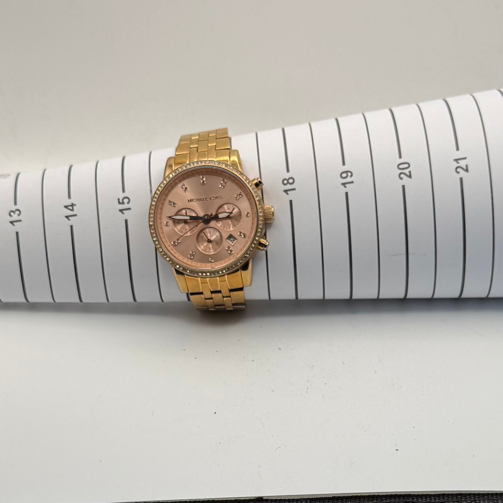 Michael Kors Rose Gold Chronograph Crystal Bezel Ladies Watch MK-6343- £55.00
