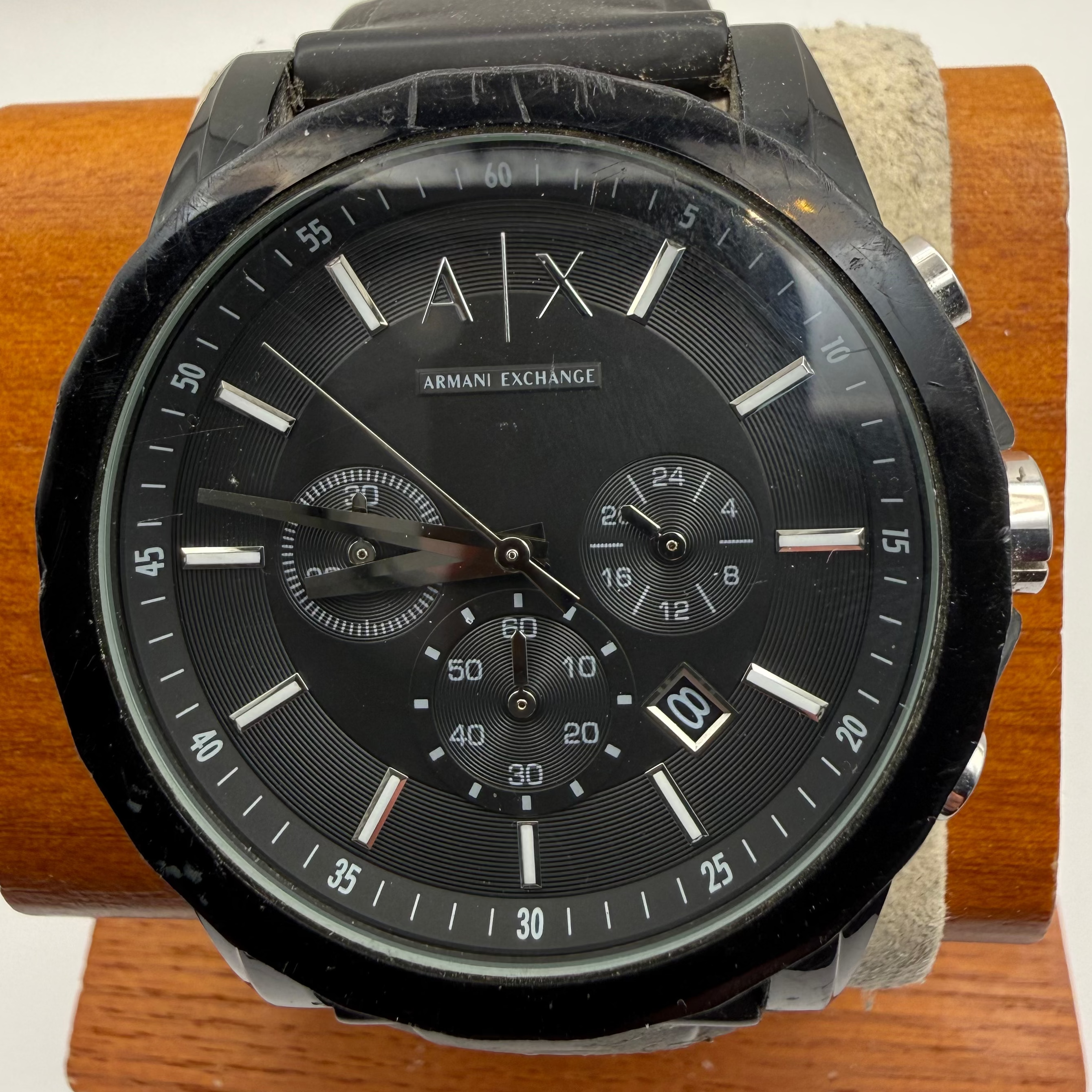 Armani Exchange AX1326 Black Chronograph Silicone Strap Watch- £45.00