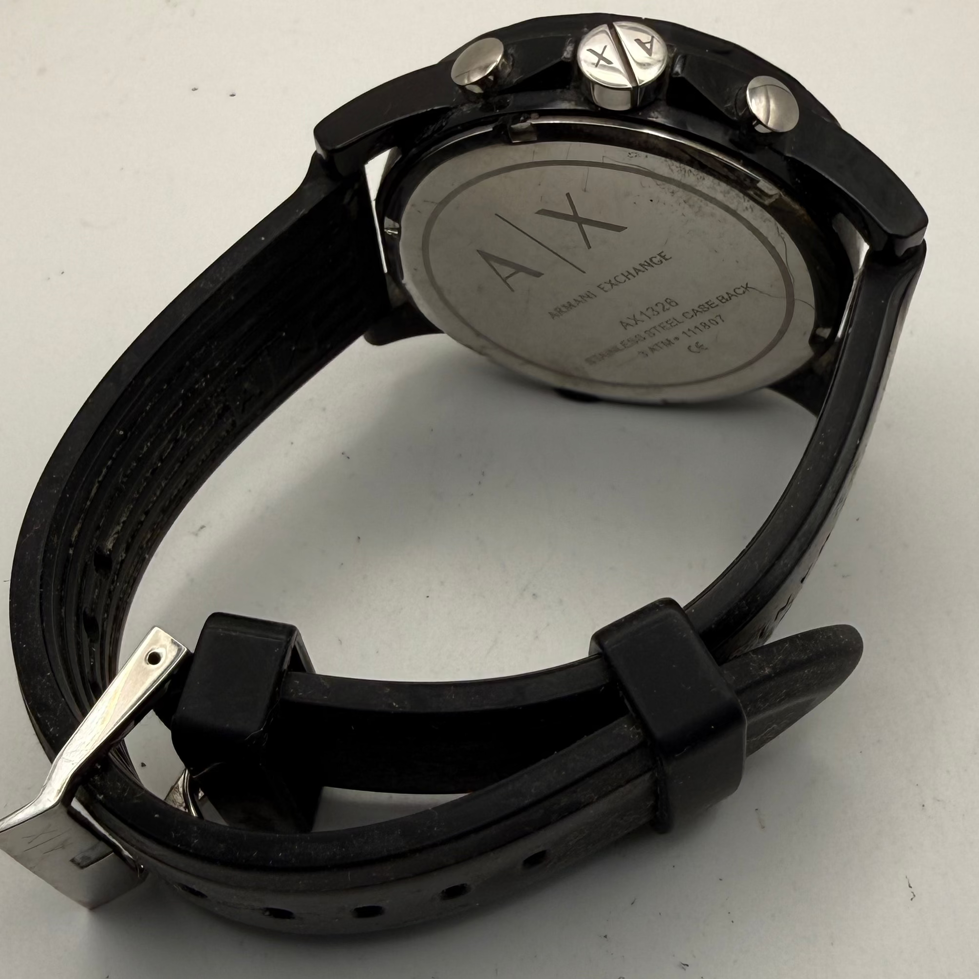 Armani Exchange AX1326 Black Chronograph Silicone Strap Watch- £45.00