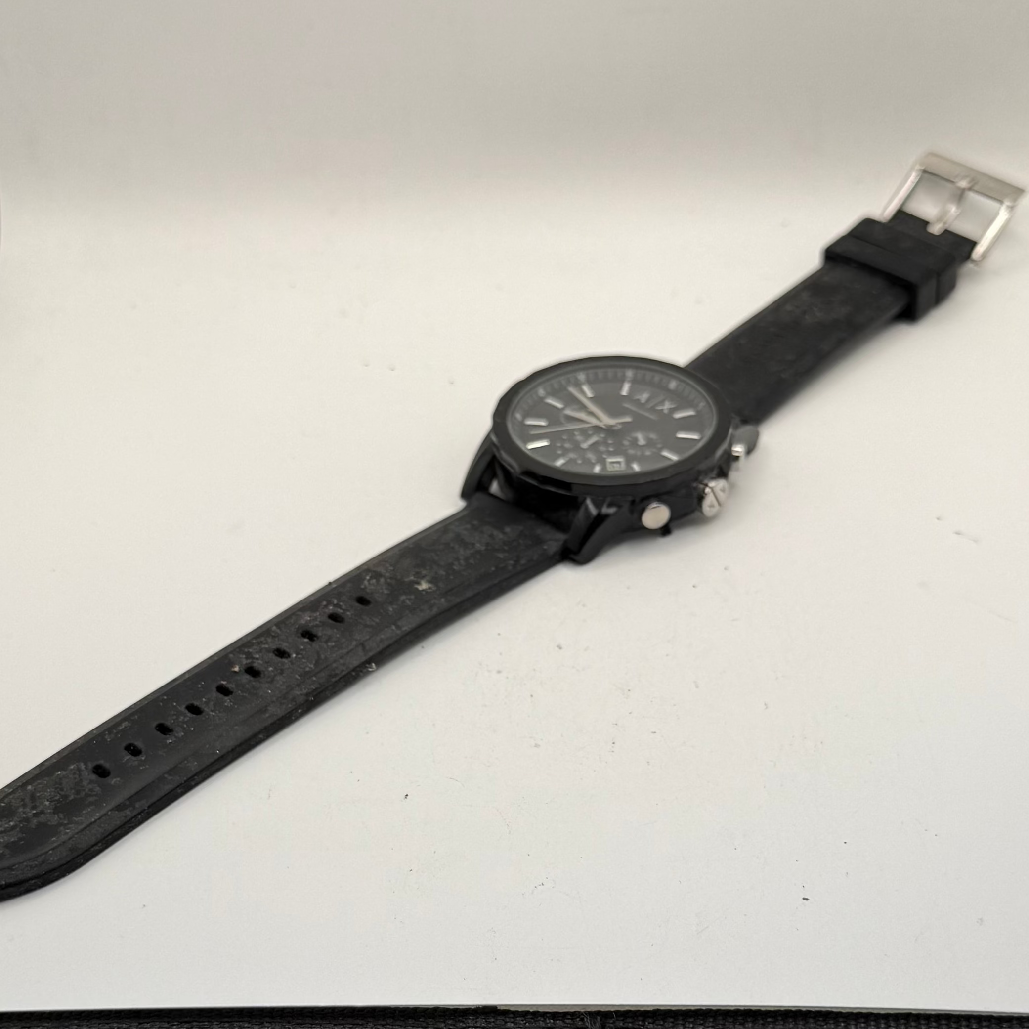 Armani Exchange AX1326 Black Chronograph Silicone Strap Watch- £45.00