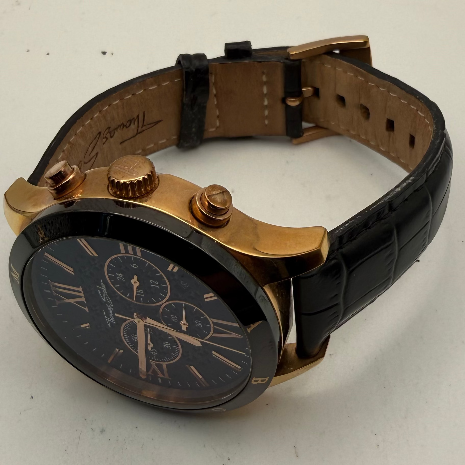 Thomas Sabo Chronograph Black & Rose Gold Watch – 46mm- £60.00