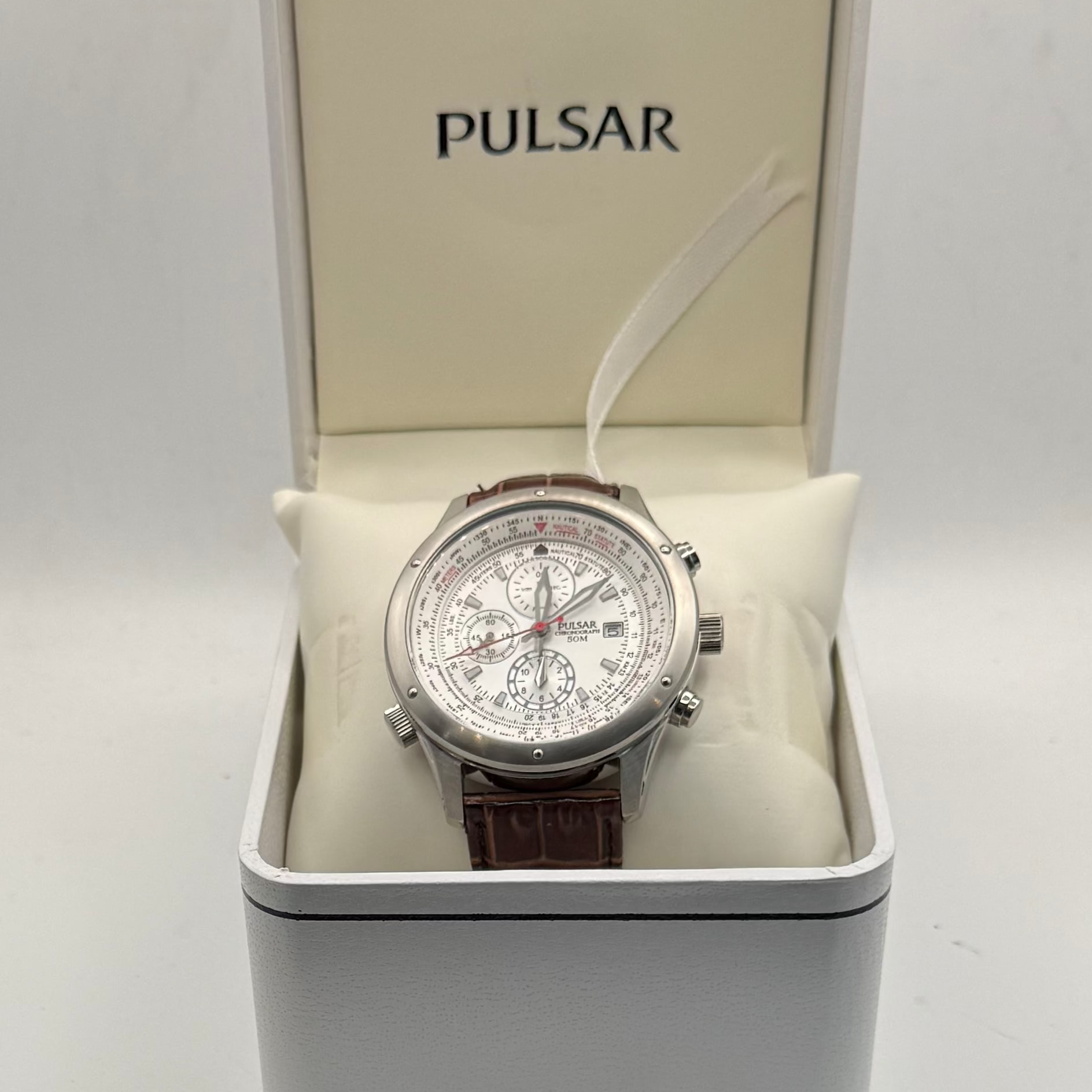 Pulsar Chronograph Tachymeter Pilot Style Watch Full Set- £100.00