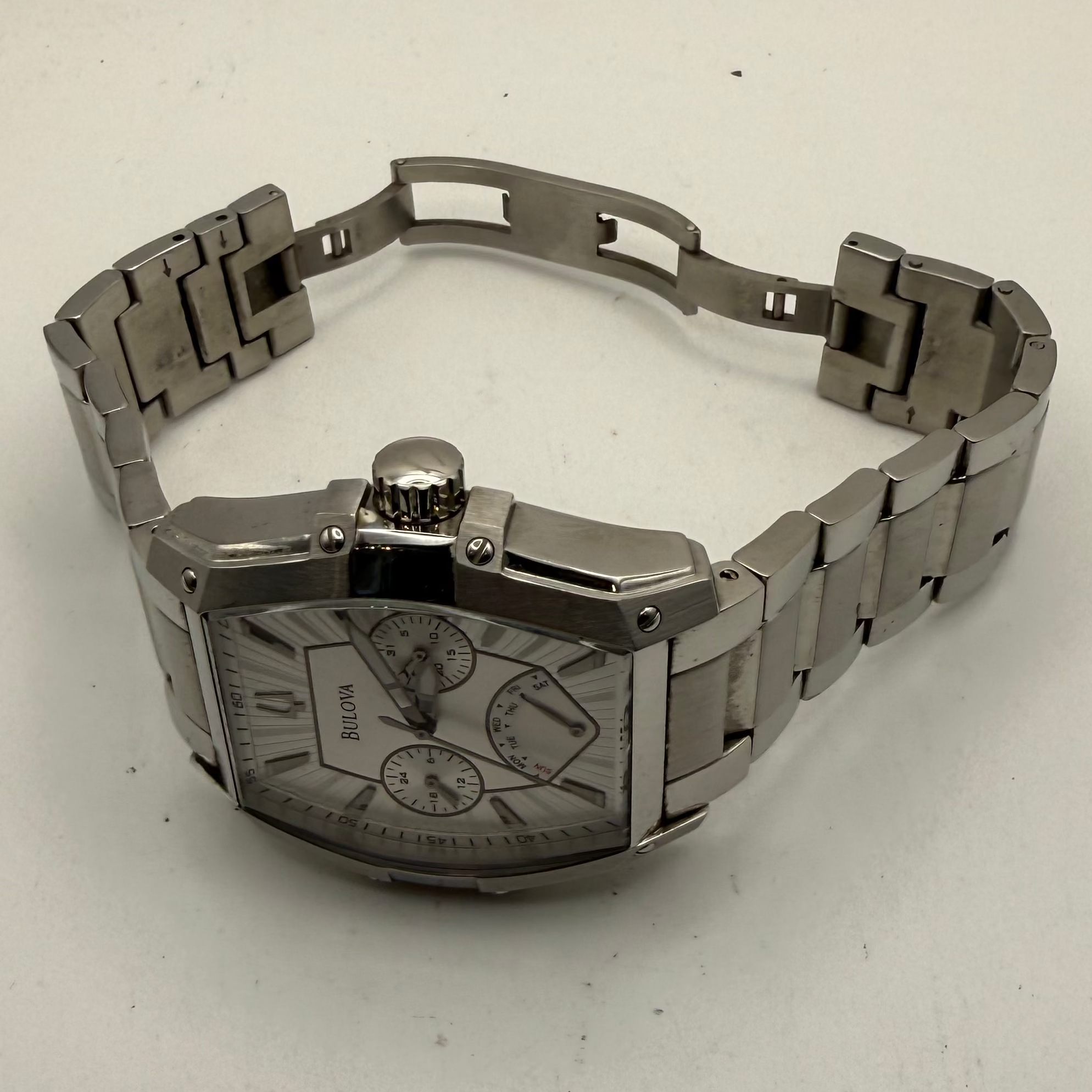 Bulova Curvée Style Multi-Function Stainless Steel Watch- £140.00
