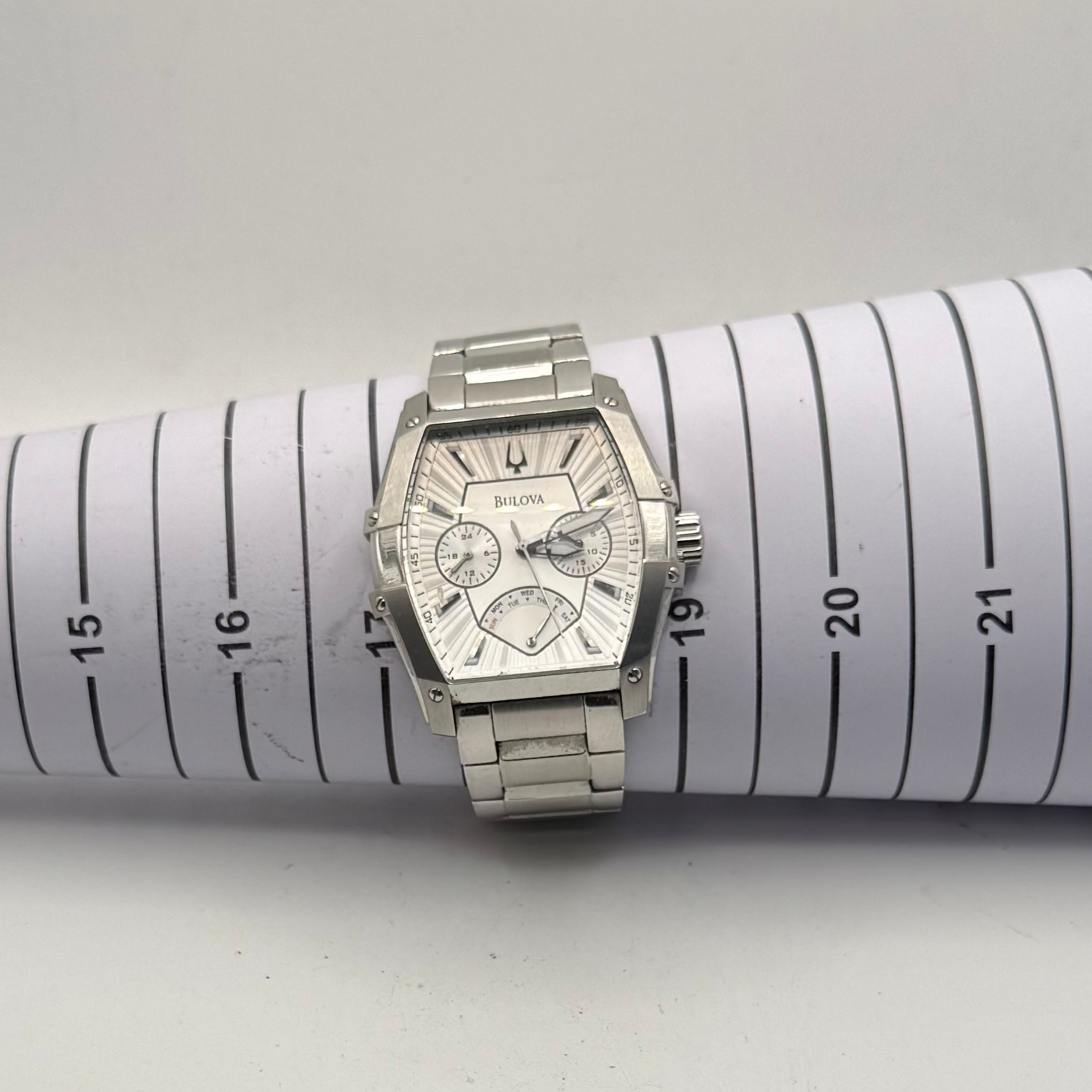 Bulova Curvée Style Multi-Function Stainless Steel Watch- £140.00