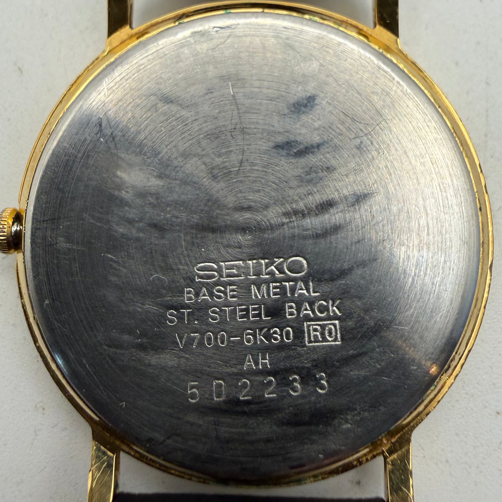 Vintage Seiko Quartz Dress Watch V700-6K30 Gold Tone Roman Dial- £65.00