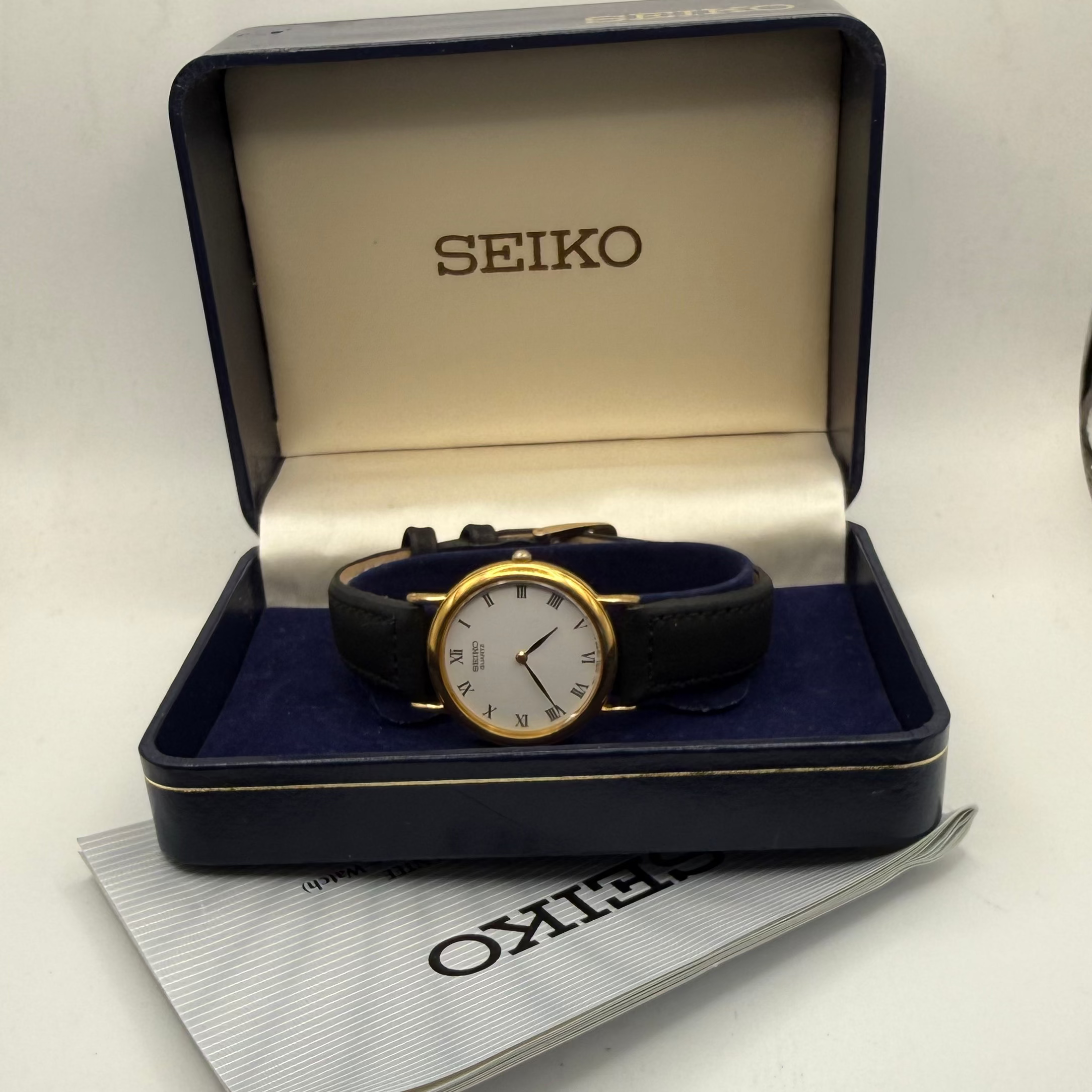 Vintage Seiko Quartz Dress Watch V700-6K30 Gold Tone Roman Dial- £65.00