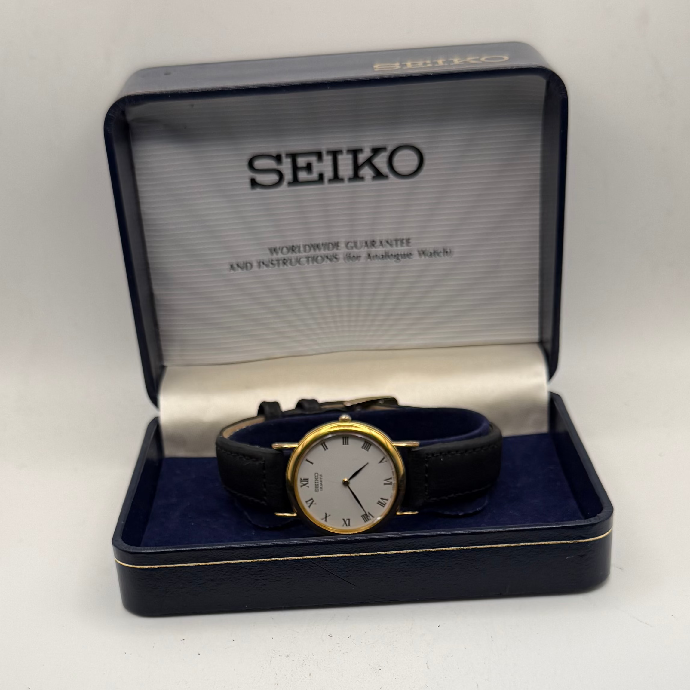 Vintage Seiko Quartz Dress Watch V700-6K30 Gold Tone Roman Dial- £65.00