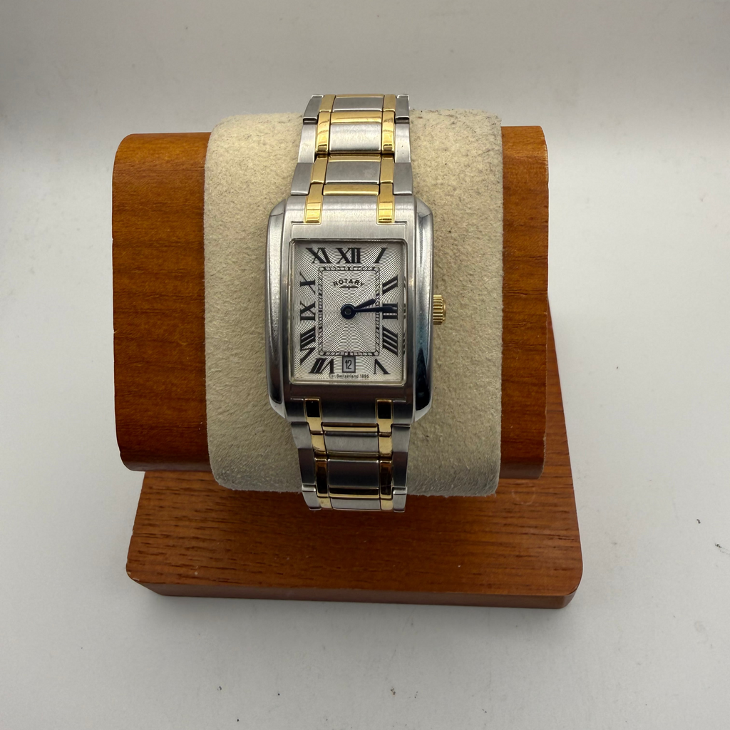 Rotary Two Tone Rectangular Ladies Dress Watch Roman Numeral Dial- £40.00