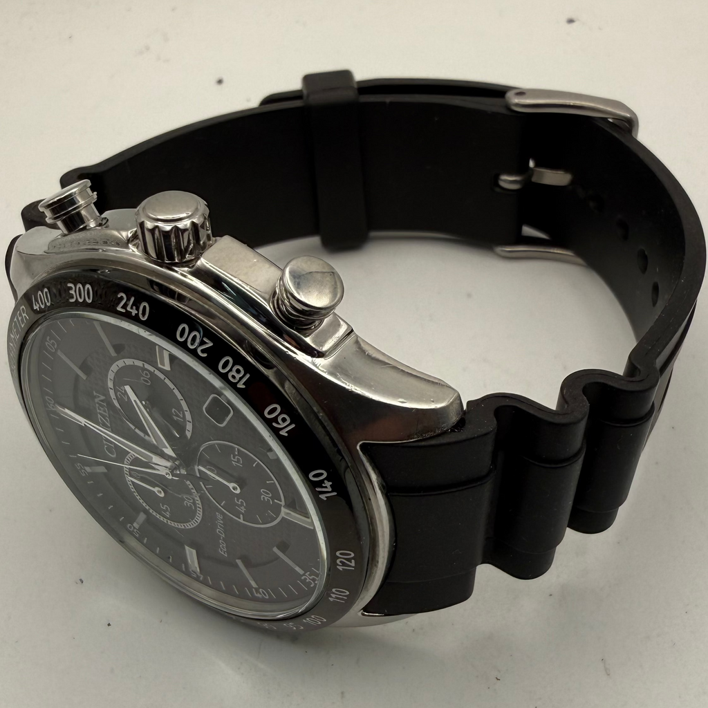 Citizen Eco-Drive Chronograph Tachymeter Black Dial Men’s Watch H500-S113635- £130.00