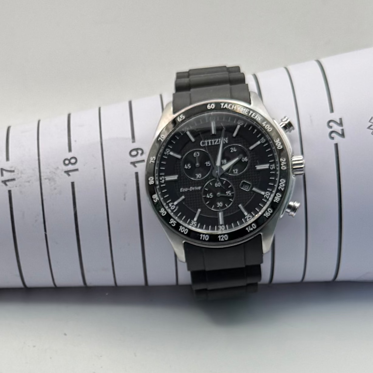Citizen Eco-Drive Chronograph Tachymeter Black Dial Men’s Watch H500-S113635- £130.00