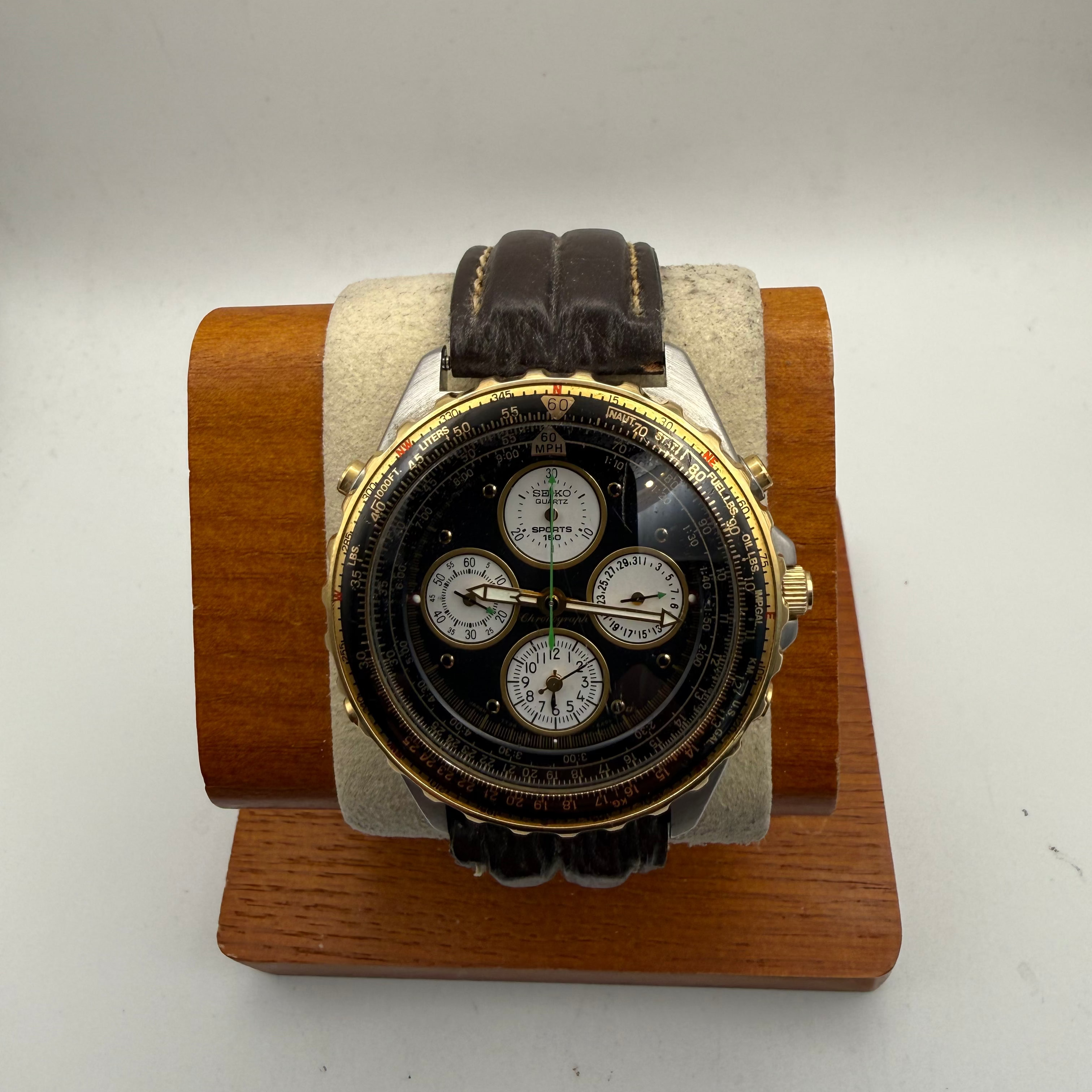 Seiko Flightmaster Sports 150 Chronograph 7T84-6A00 Vintage Pilot Watch- £230.00