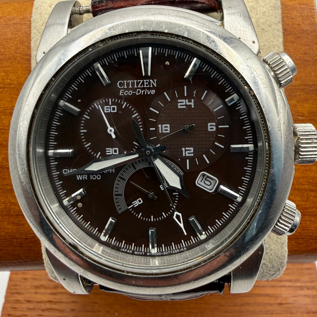 Citizen Eco-Drive Chronograph WR100 Brown Dial – Rare Colour Variant- £120.00