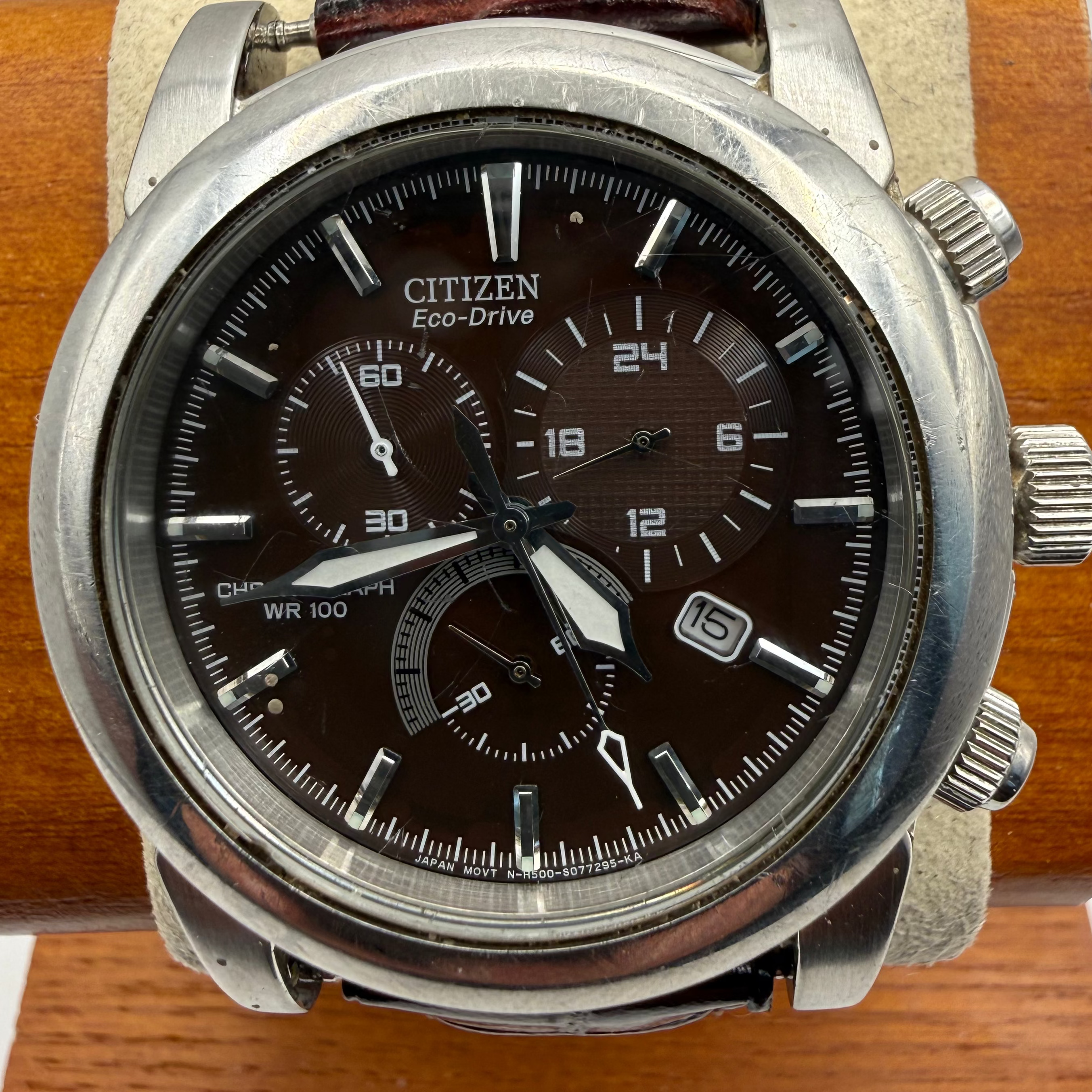 Citizen Eco-Drive Chronograph WR100 Brown Dial – Rare Colour Variant- £120.00