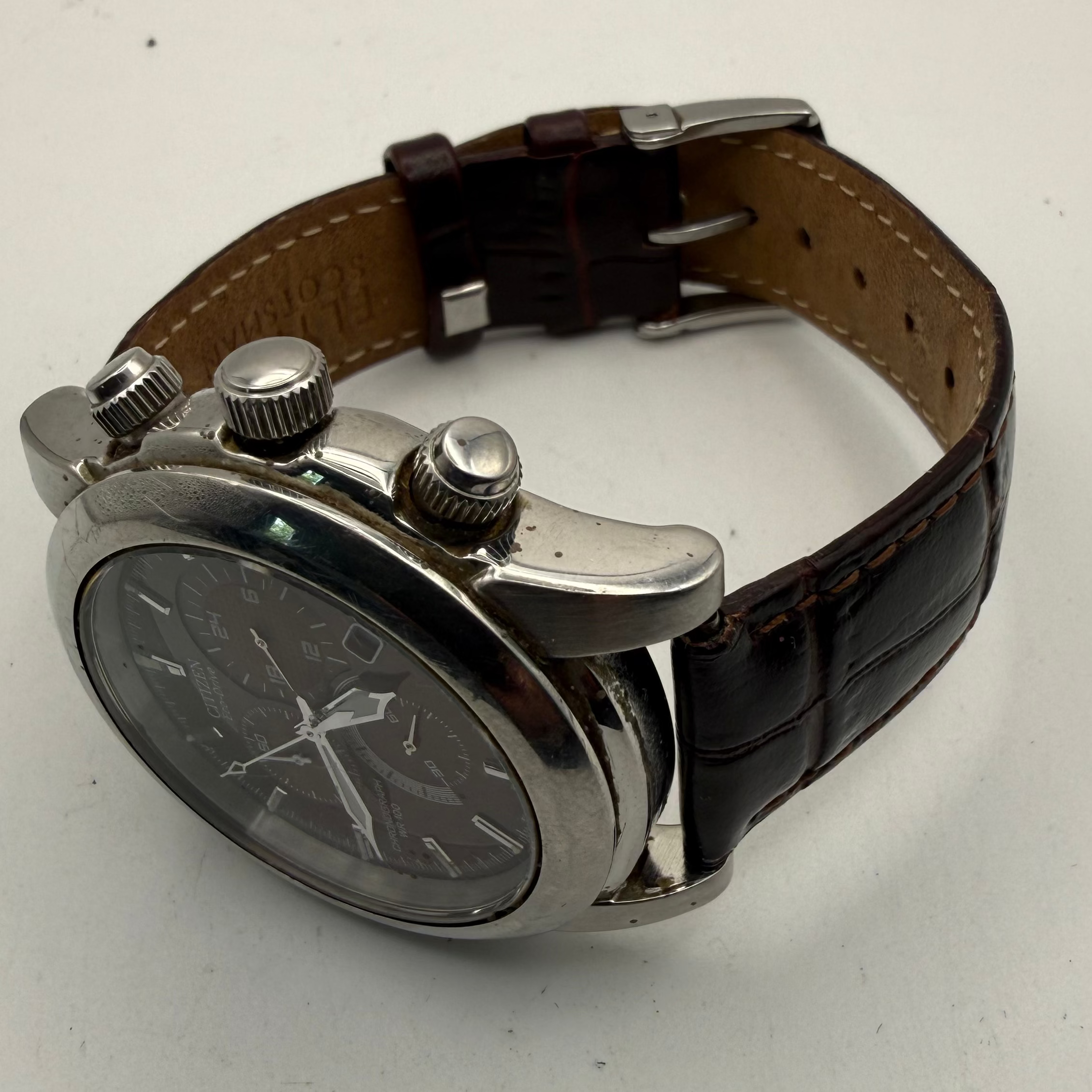 Citizen Eco-Drive Chronograph WR100 Brown Dial – Rare Colour Variant- £120.00