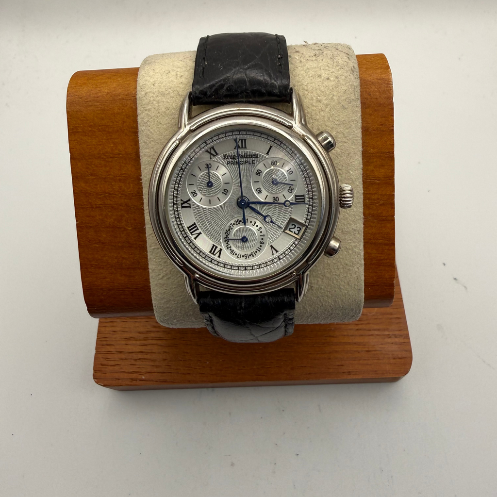 Krug-Baümen Principle Chronograph Date Watch 30mm Black Leather Strap- £50.00