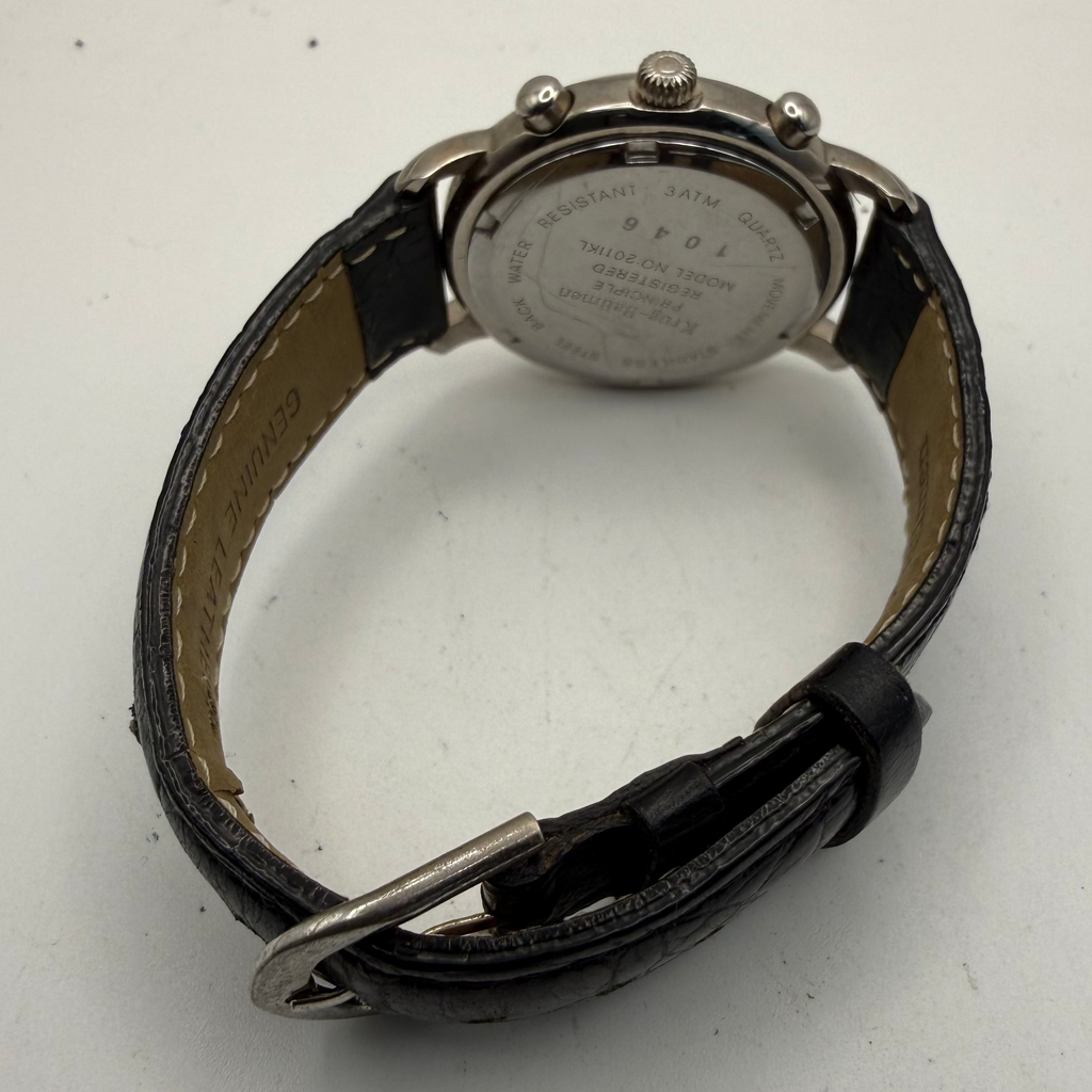 Krug-Baümen Principle Chronograph Date Watch 30mm Black Leather Strap- £50.00