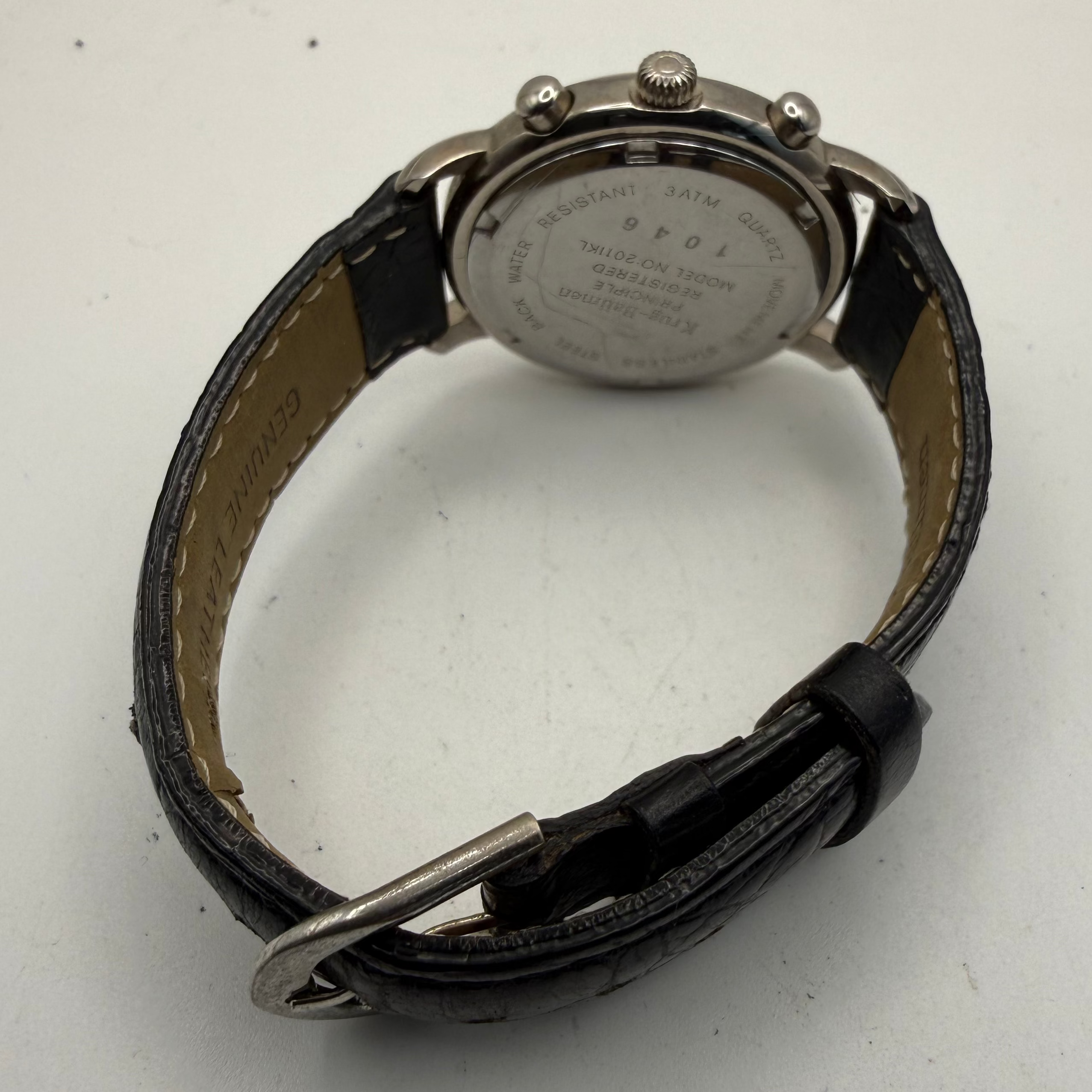 Krug-Baümen Principle Chronograph Date Watch 30mm Black Leather Strap- £50.00
