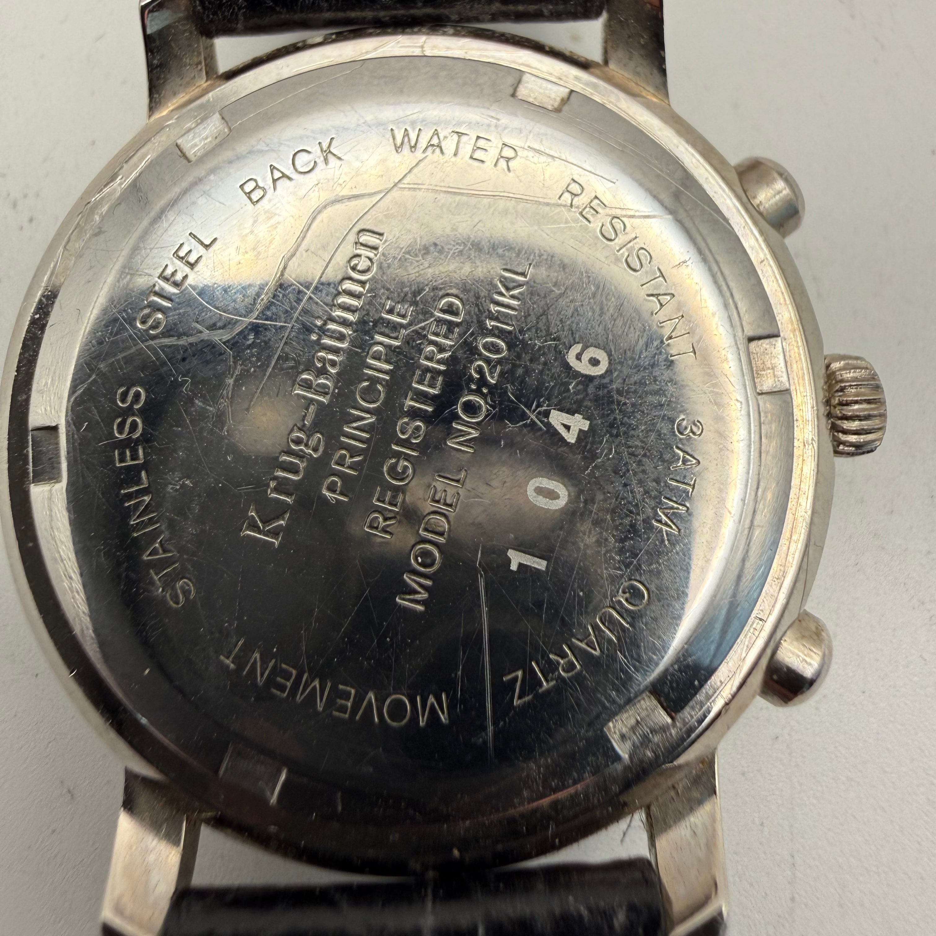 Krug-Baümen Principle Chronograph Date Watch 30mm Black Leather Strap- £50.00