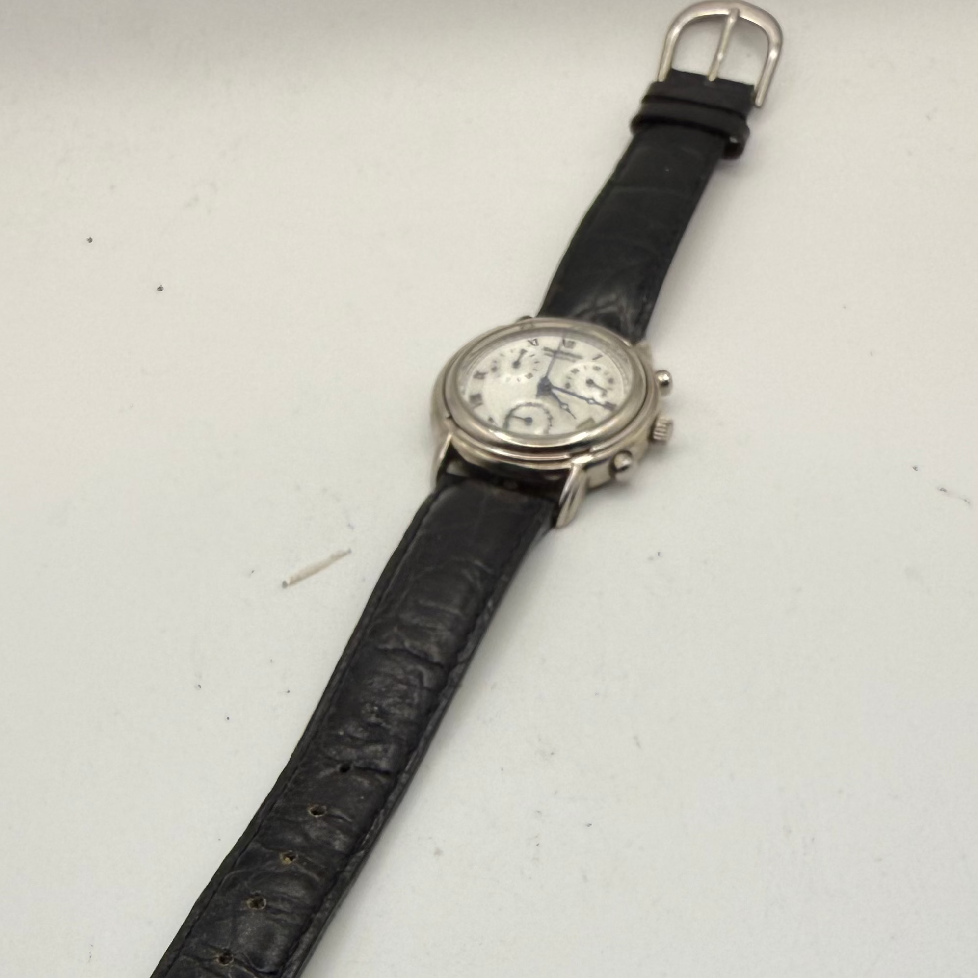 Krug-Baümen Principle Chronograph Date Watch 30mm Black Leather Strap- £50.00
