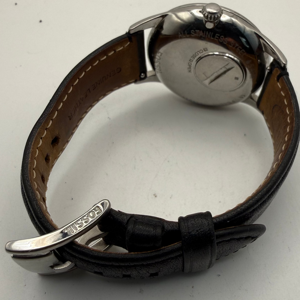Fossil Sun & Moon Dial Quartz Watch 41mm Black Leather Strap- £40.00