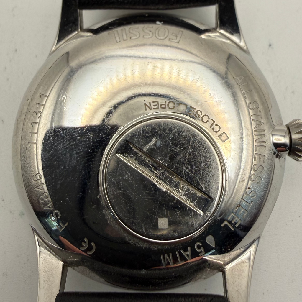 Fossil Sun & Moon Dial Quartz Watch 41mm Black Leather Strap- £40.00