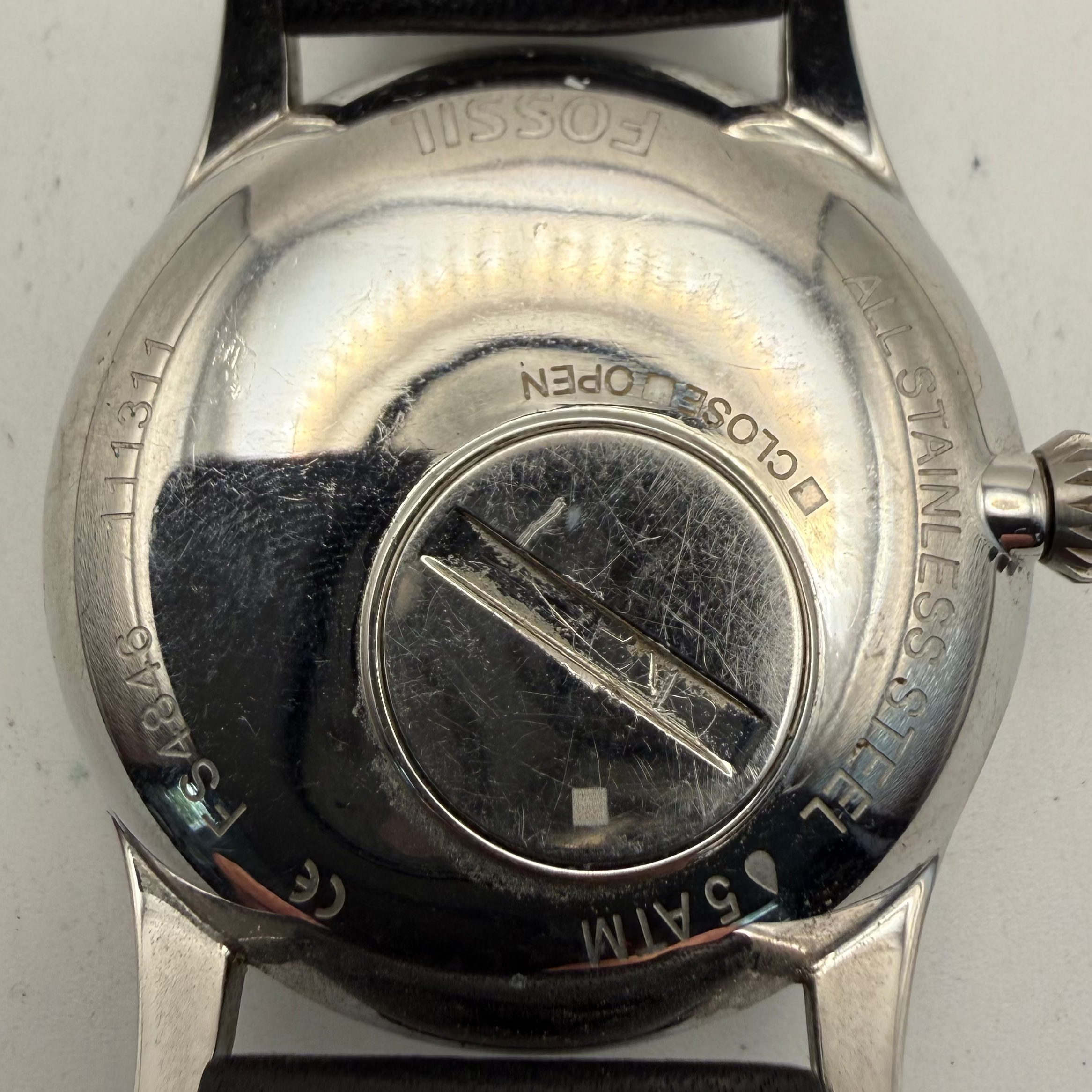 Fossil Sun & Moon Dial Quartz Watch 41mm Black Leather Strap- £40.00