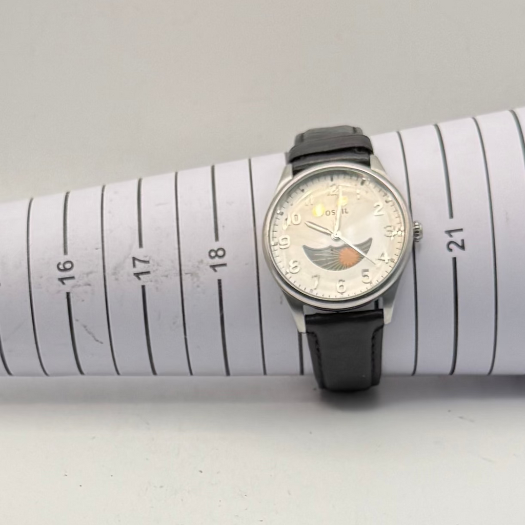 Fossil Sun & Moon Dial Quartz Watch 41mm Black Leather Strap- £40.00
