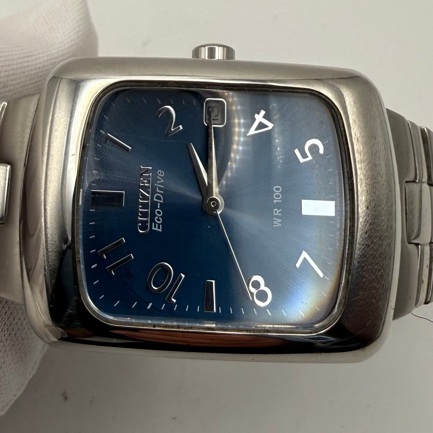 Citizen Eco-Drive WR100 Blue Dial Tank Watch- £90.00