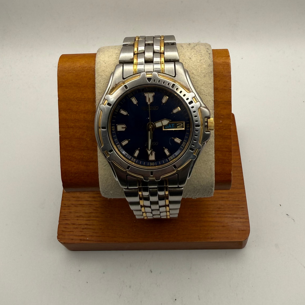 Seiko Sports 100 Two Tone Diver Style Watch – Blue Dial – Fully Serviced- £120.00