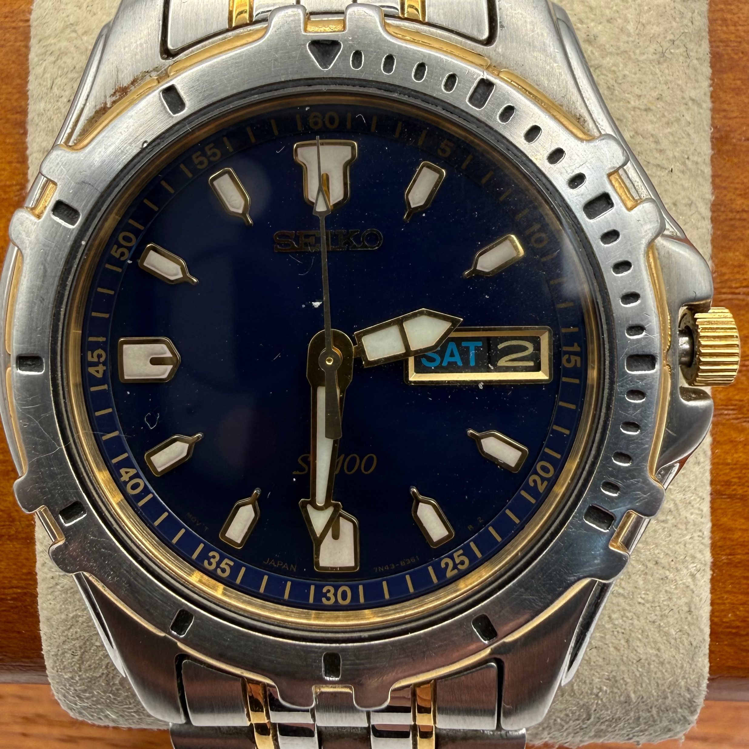 Seiko Sports 100 Two Tone Diver Style Watch – Blue Dial – Fully Serviced- £120.00